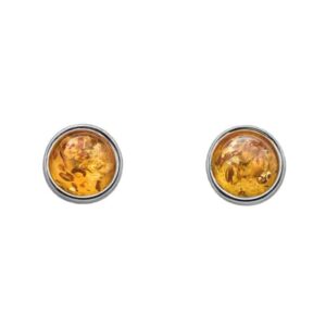 Simple Round Light Amber Earrings for Women
