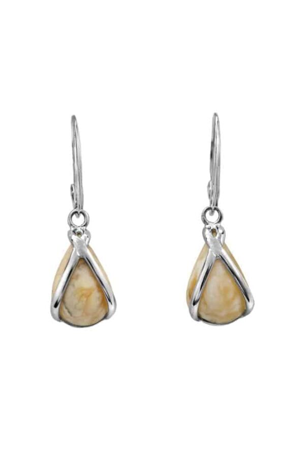 Natural Baltic Amber Teardrop Lever back Sterling Silver Earrings